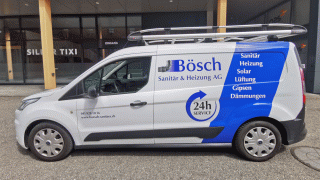 Fahrzeugbeschriftung Bösch Sanitär & Heizung AG