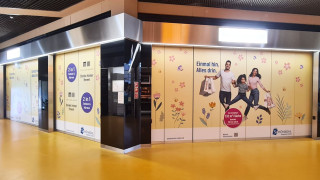 Schaufensterbeschriftung Einkaufszentrum Schönbühl